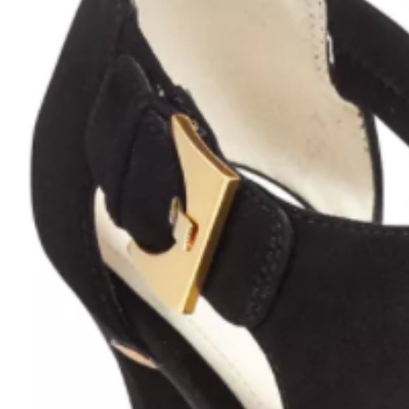 NWOT Suede Peep-Toe Heel w/Gold Accents Sz 9.5 - Picture 6 of 15